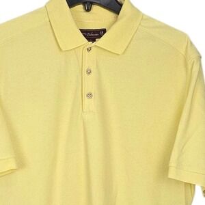 Tommy Bahama 18 Golf Polo Shirt Mens Large Yellow Short Sleeve Casual Summer